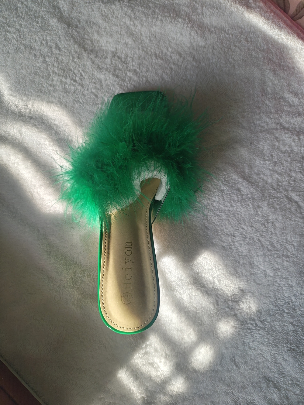 Green Feather Slide Sandal - Women's